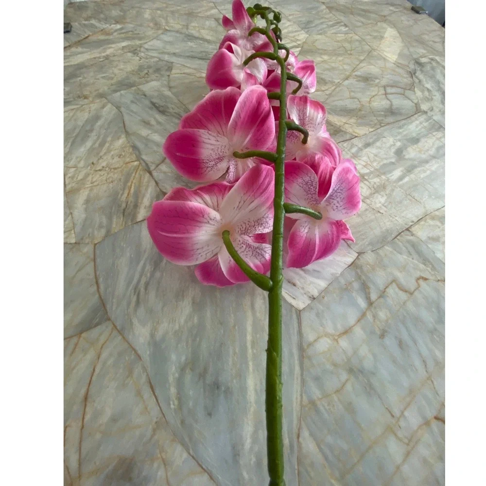 Fuchsia Pink Artificial Orchid Stem Realistic Silk Phalaenopsis Floral Decor